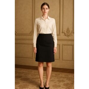 Armani Collezioni Black Virgin Wool Skirt Made in Italy SZ 8 Capsule Career Chic